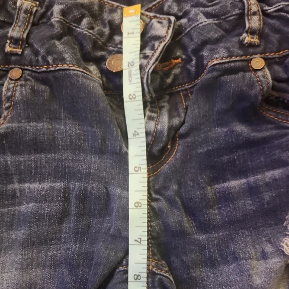 Vintage Y2K Refuge Dark Blue Distressed Skinny Jeans Women's Size 2 - Picture 12 of 16